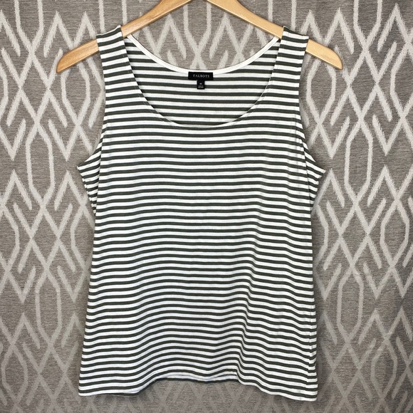 Talbots Tops - Talbots Sleeveless Striped Tank Top Shirt Green & White Size: Medium
